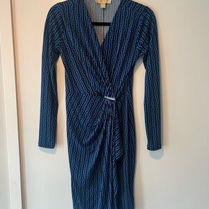 MICHAEL Michael Kors Navy Geometric Long Sleeve Dress